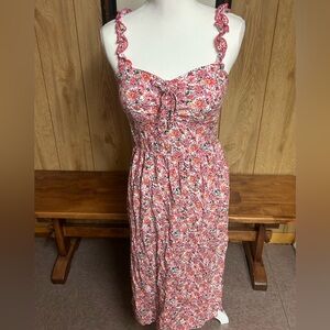 Lily Rose Pink Floral Molded Cup Midi Dress Size L